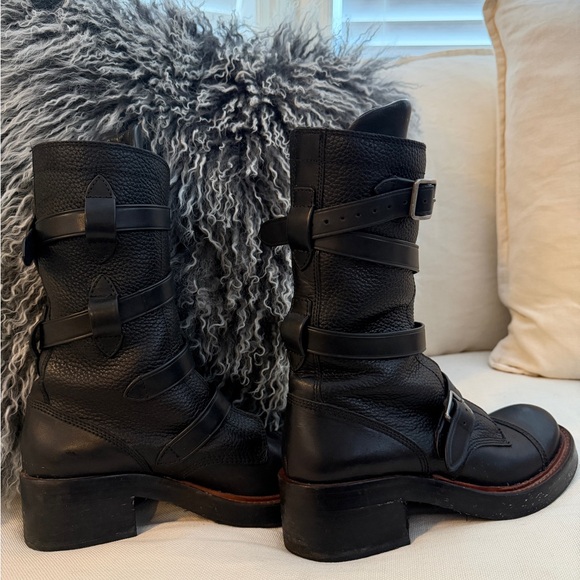 Coach Black Leather multi-strap Combat Boots - Picture 5 of 6